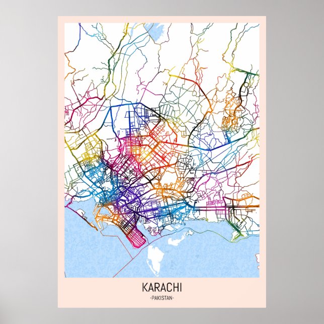 Karachi Pakistan City Karta Poster (Framsidan)