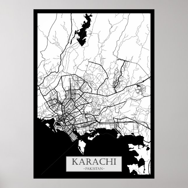 Karachi Pakistan Karta Poster (Framsidan)
