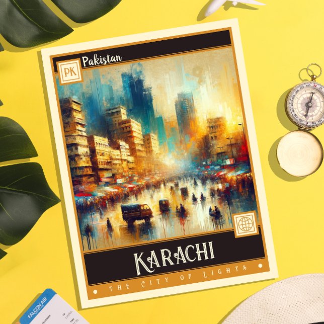Karachi, Pakistan | Måla Vintage Vykort (Skapare uppladdad)