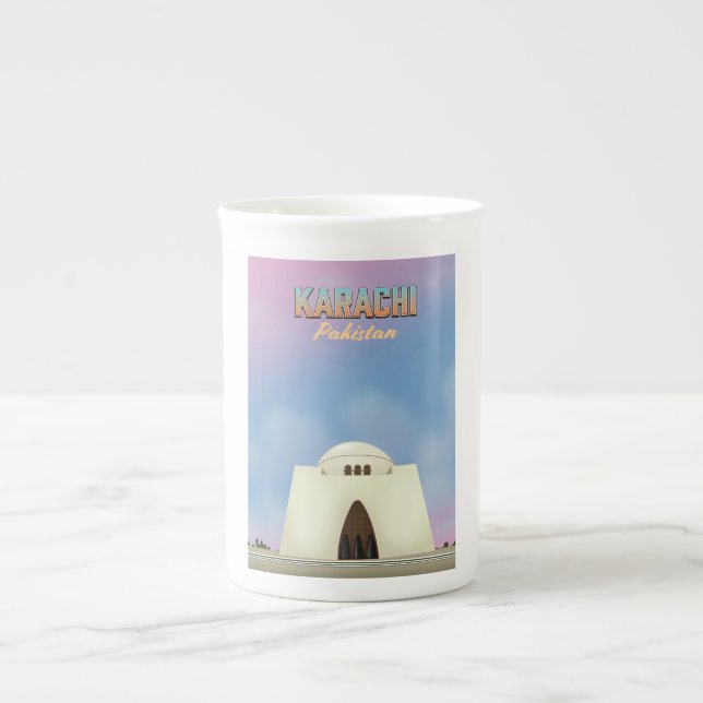 Karachi Pakistan resematerial Benporslin Mugg (Framsidan)