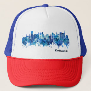 Karachi Pakistan Skyline Blue Keps