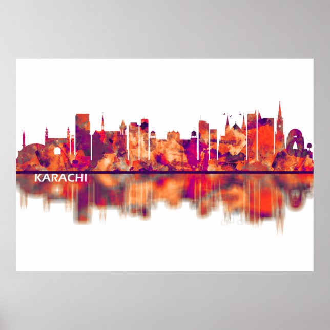 Karachi Pakistan Skyline Poster (Framsidan)