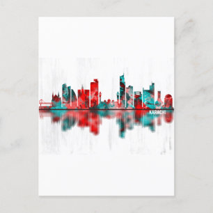 Karachi Skyline Pakistan Inbjudan Vykort
