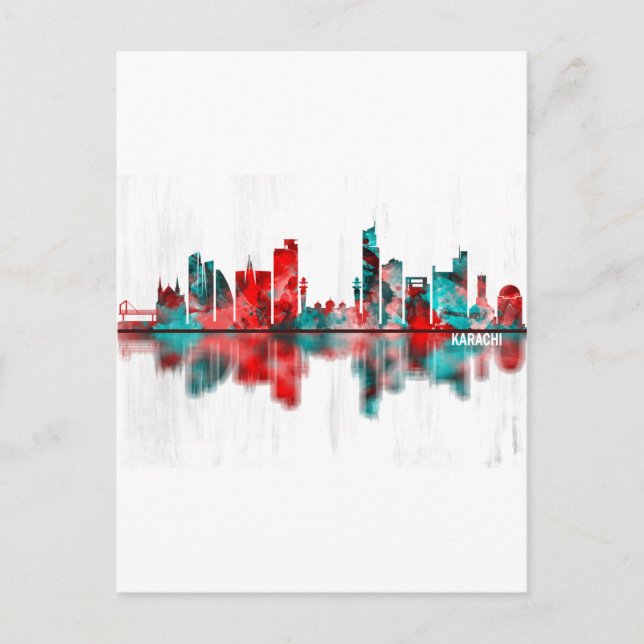 Karachi Skyline Pakistan Inbjudan Vykort (Framsida)
