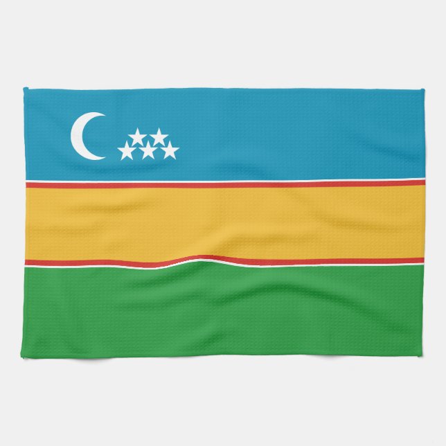 Karakalpakstan Flagga Kökshandduk (Horisontell)