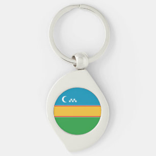 Karakalpakstan flagga swirl silverfärgad nyckelring