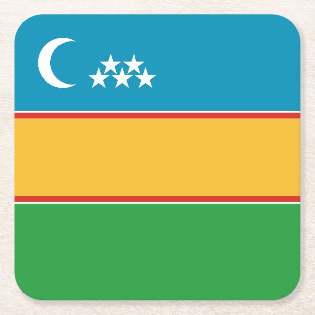 Karakalpakstan Flagga Underlägg Papper Kvadrat (Framsidan)