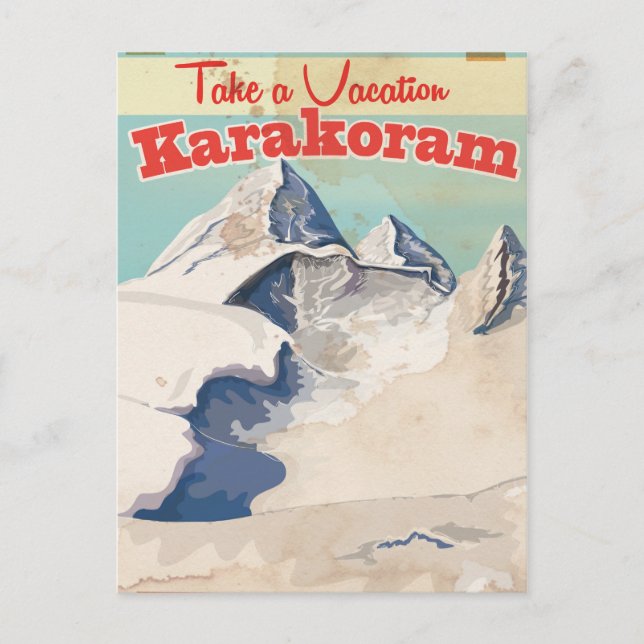 Karakoram Vintage semesterplakat Vykort (Framsida)