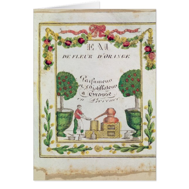 Karaktärsteckning av 'Eau de Fleur d'Orange Hälsningskort (Framsidan)