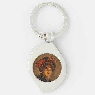Karama: Japansk Romantik Geisha Actress Swirl Silverfärgad Nyckelring
