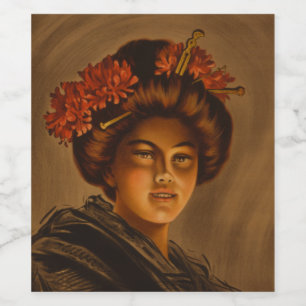 Karama: Japansk Romantik Geisha Actress Vinflaska Etikett