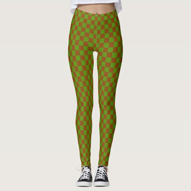 Karamelläpple-rutigt tavla-mönster leggings (Framsida)
