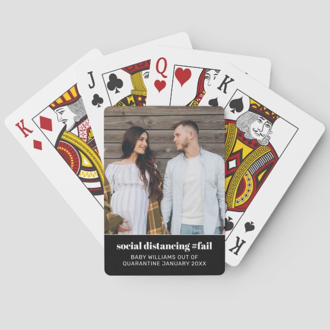 Karantän Bebis Graviditet Annonsering Foto Casinokort (Baksidan)
