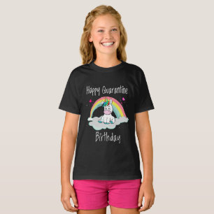 Karantän Födelsedags Enhörning regnbåge T Shirt