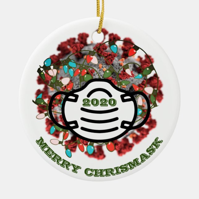 Karantän Julgran 2020 Lit Covid Pathogen Julgransprydnad Keramik (Framsidan)