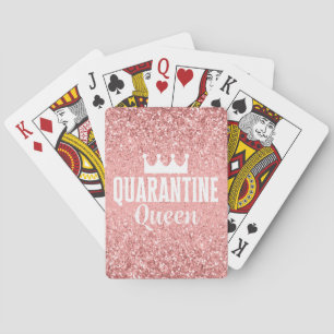 Karantändrottning - rosa glitter med krona casinokort