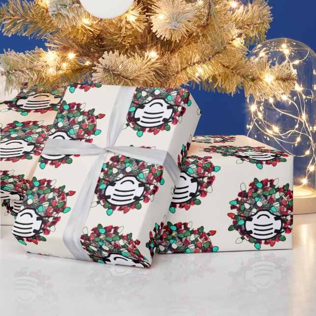 Karantänrik Jul Decorerad Covid Pathogen Mask Presentpapper (Helgdagar)