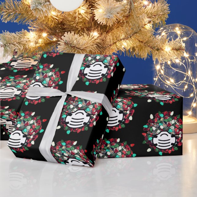 Karantänrik Jul Decorerad Covid Pathogen Mask Presentpapper (Helgdagar)