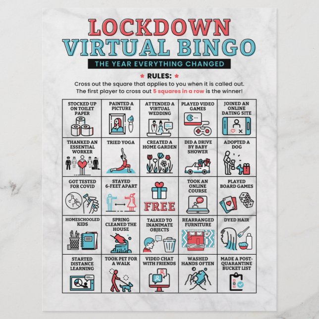 Karantänska Bingo Lockdown-aktiviteter (Framsida)