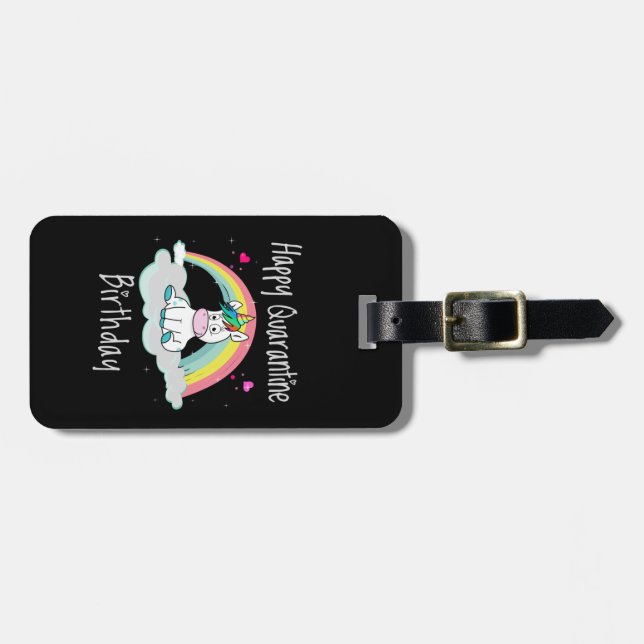 Karantänska födelsedag Unicorn-regnbåge Bagagebricka (Horisontell Framsida)