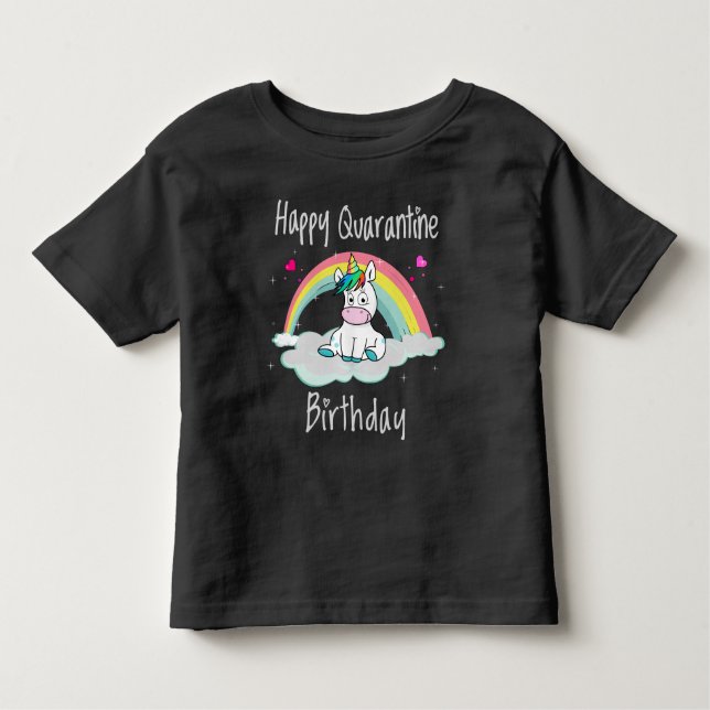 Karantänska födelsedag Unicorn-regnbåge T Shirt (Framsida)