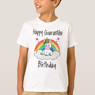 Karantänska födelsedag Unicorn-regnbåge T Shirt