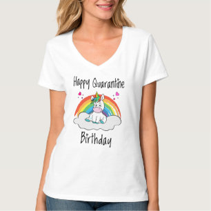 Karantänska födelsedag Unicorn-regnbåge T Shirt