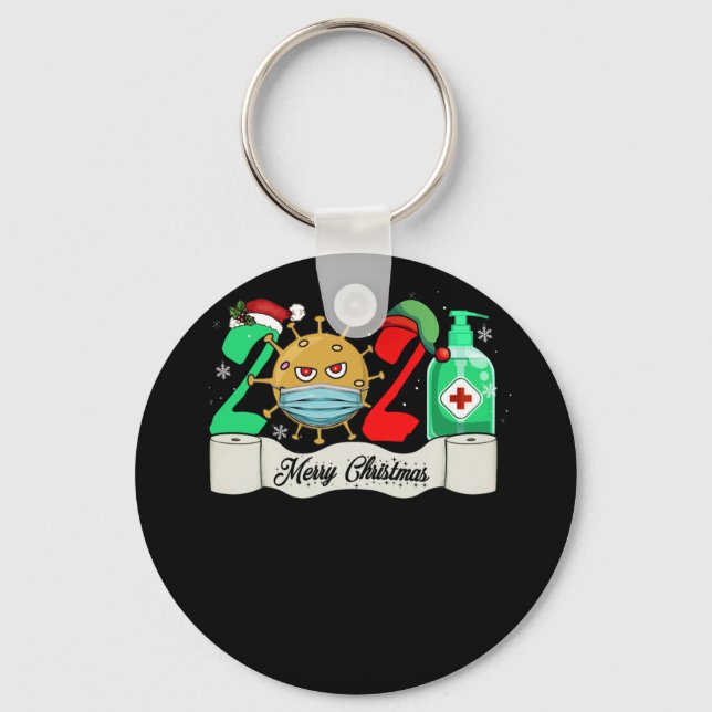 Karantänska jul 2021 Gift Social Avstånd Nyckelring (Framsida)
