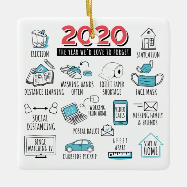 Karantänska jul - COVID År 2020 Julgransprydnad Keramik (Framsida)