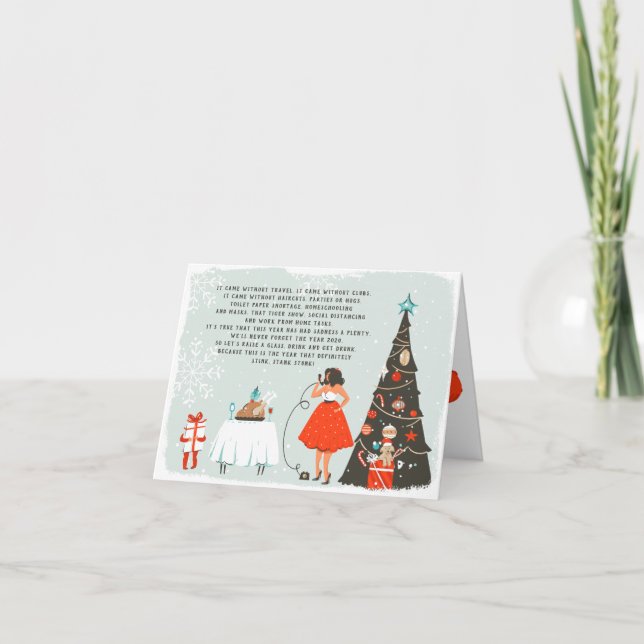 Karantänska jul - Dikt Illustrated Helgdag Kort (Framsida)