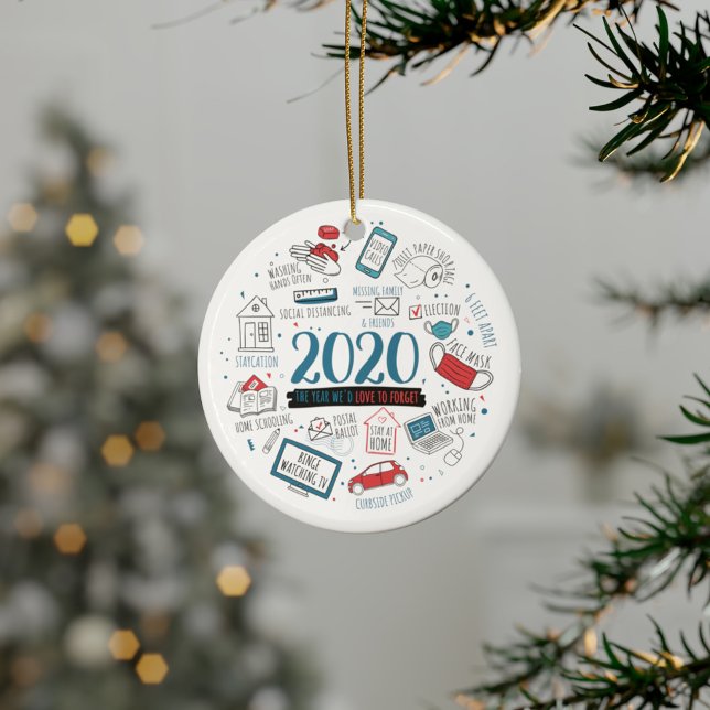Karantänska julfinalen 2020 julgransprydnad keramik (2020 Pandemic Commemoration Circle Ceramic Ornament)