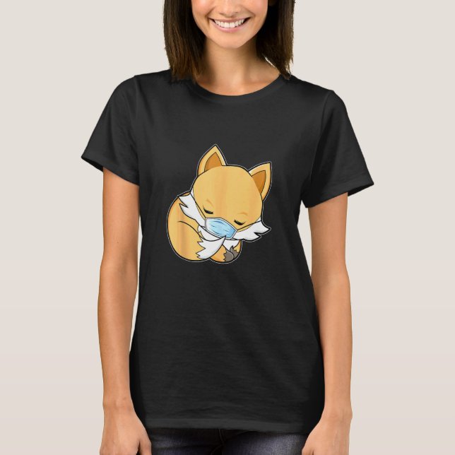 Karantantisk räx Sleeping Ansikte Mask Fox T Shirt (Framsida)