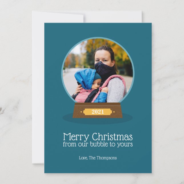 Karantantiskt Bubble God jul-foto Helgdag Ca Julkort (Framsida)