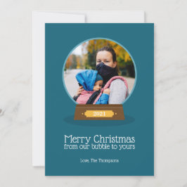 Karantantiskt Bubble God jul-foto Helgdag Ca Julkort