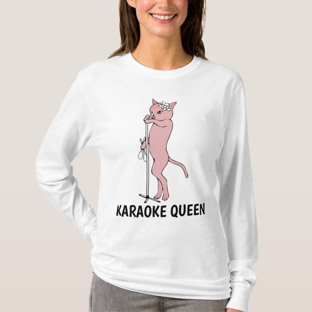 KARAOKE CAT Dam T-shirts (Framsida)