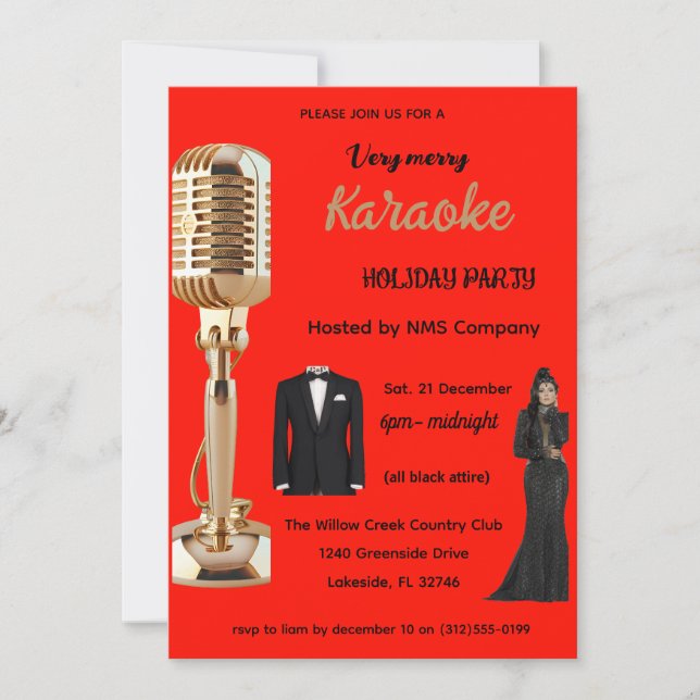 Karaoke Christmas Party  Invite Meddelande (Framsida)
