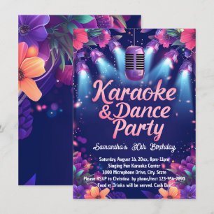 Karaoke Dance Party Social eller Födelsedagsfest Inbjudningar