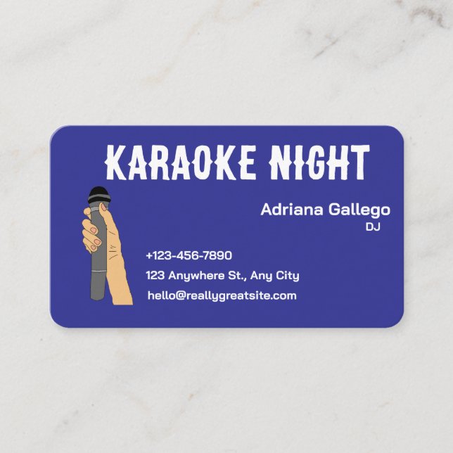 karaoke dj-Affärskort (redigerbart) Visitkort (Framsida)