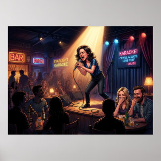 Karaoke Drottning: Humoristiskt Affisch