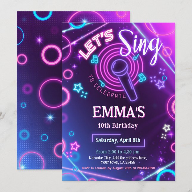 Karaoke-fest-inbjudan Inbjudningar (Fram/baksida)