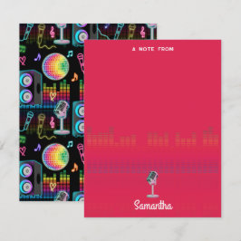 Karaoke Glow Singing Music Custom Name Anteckningskort