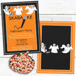 Karaoke Halloweenfest Glada Spöken Anpassad Inbjudningar