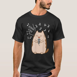Karaoke Kawaii Kattunge Cute Singing Kawaii Cat Mi T Shirt