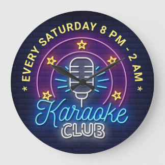 Karaoke Klubb Neon look Illustration, Anpassningsb Stor Klocka