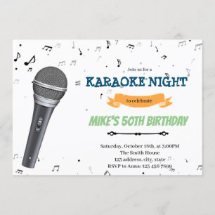 Karaoke natt födelsedagsinbjudan inbjudningar