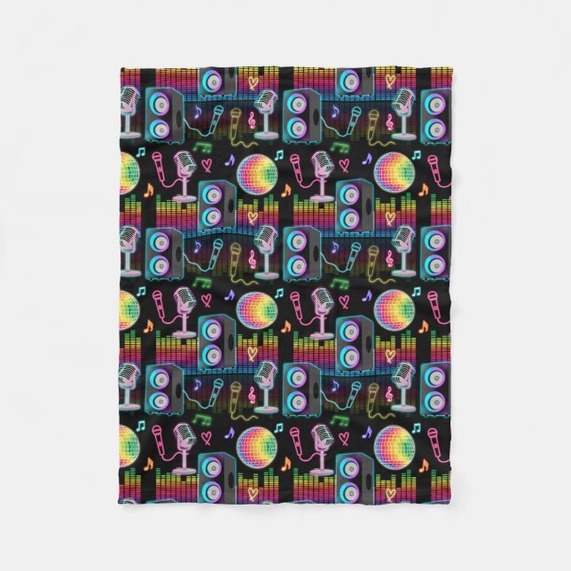 Karaoke Neon Glow Singing Music Party Fleecefilt (Framsidan)