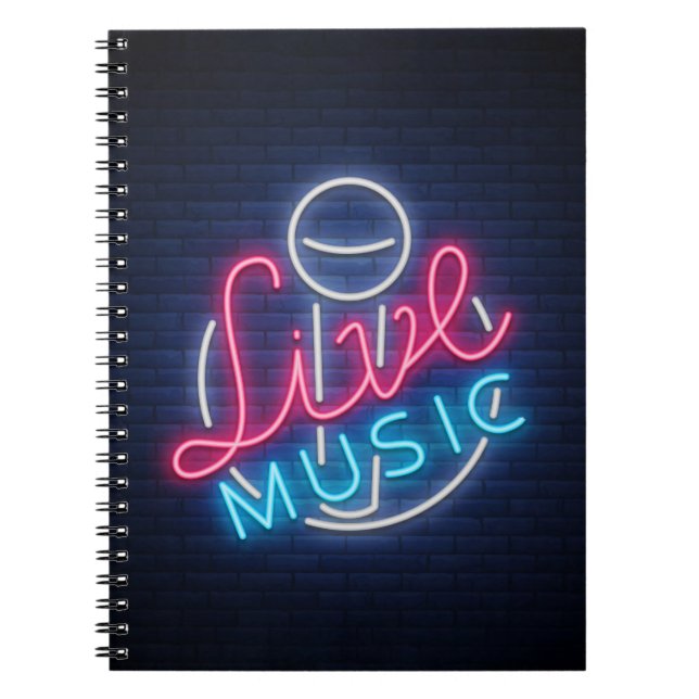 Karaoke Neon Lighting Curved Ord Art Ord Text Anteckningsbok (Framsidan)