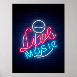 Karaoke Neon Lighting Curved Ord Art Ord Text Poster
