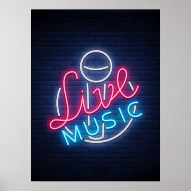 Karaoke Neon Lighting Curved Ord Art Ord Text Poster (Framsidan)