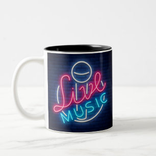 Karaoke Neon Lighting Curved Ord Art Ord Text Två-Tonad Mugg